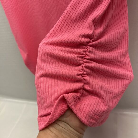 Cute 4 U Girls Pink Top with Rhinestone Butterfly Ruched at Sides Girls Size 14 - Picture 3 of 5